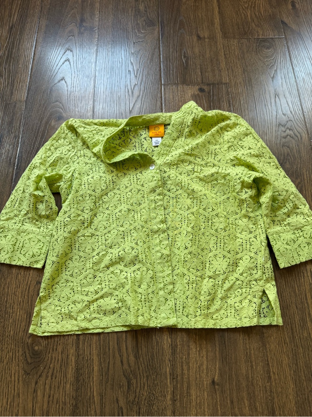 Ruby Rd. Lime Green Eyelet Button-Up Blouse